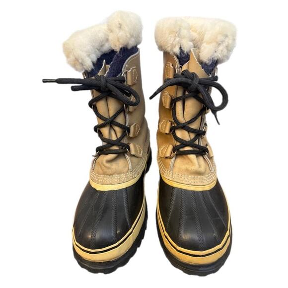Vintage Sorel Caribou Snow Boots Brown Leather Women size 8 made in Canada - Picture 3 of 7